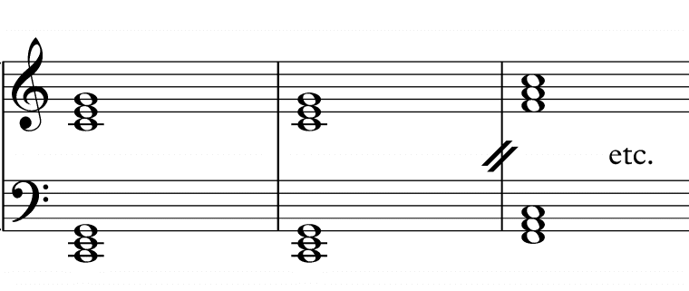 triads in root position 12 bar blues