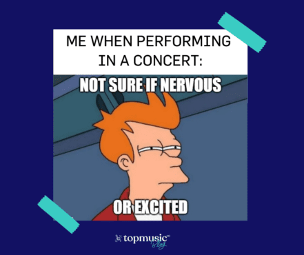 Meme about whether performances make you nervous or excited